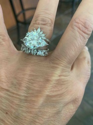 Moissanite Engagement Ring with Marquise Accent Band