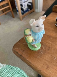 Porcelain Pig Figurine with Basket of Produce