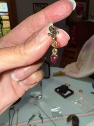 Single Drop Earring with Garnet-like Stone