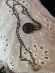 Sterling Silver Box Chain Necklace with Swarovski Crystal Pendant