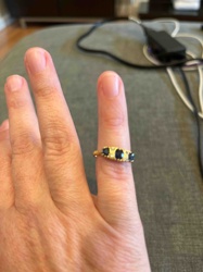 Three-Stone Sapphire and Diamond Accent Gold Ring