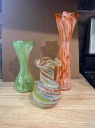 Set of 3 Vintage Art Glass Vases