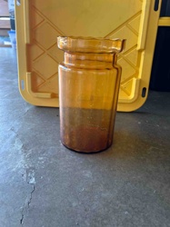 Amber Glass Vase with Fluted Rim