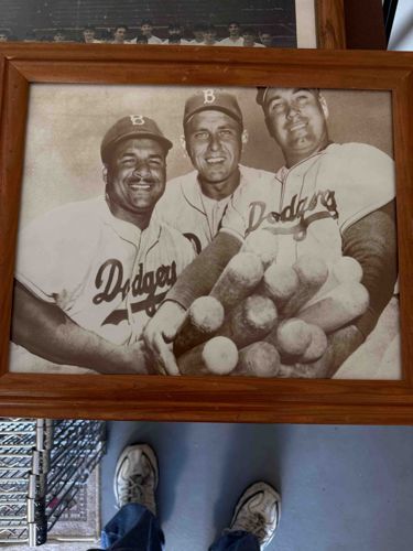 Framed Photograph of Roy Campanella, Gil Hodges, and Duke Snider