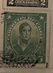 Antigua 1876 5 Centavos Postage Stamp with Face of Bolivar