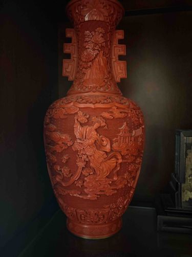 Carved Cinnabar Lacquer Vase