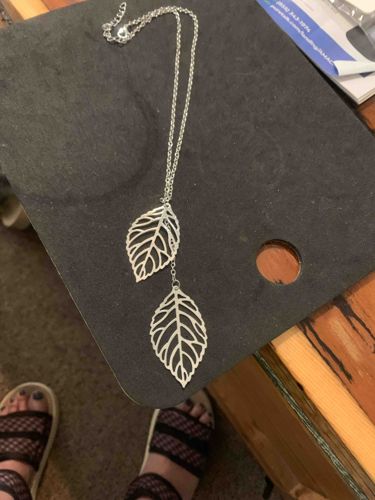 Silver-Tone Openwork Double Leaf Lariat Necklace