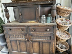 Antique Dark Wood Sideboard with Hutch