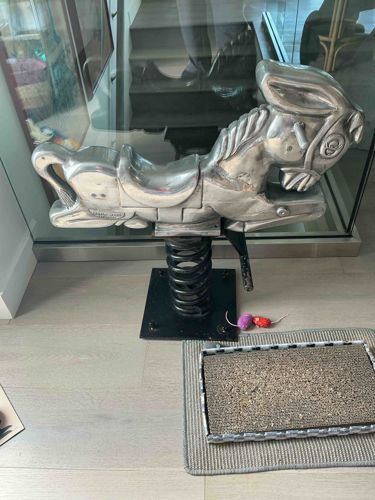 Vintage Cast Aluminum Donkey Spring Rocker Playground Ride