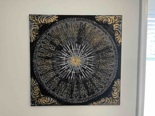 Ornate Black and Gold Medallion Wall Art