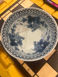 Blue and White Porcelain Grape Motif Bowl