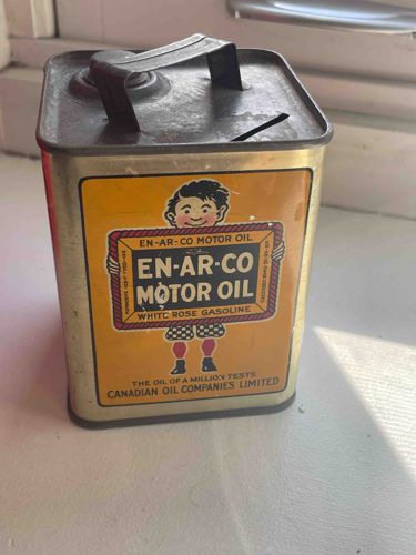 Vintage En-Ar-Co Motor Oil Advertising Tin Bank