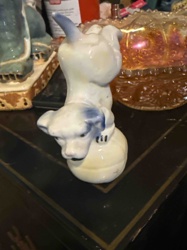 Ceramic Dog Figurine on Ball