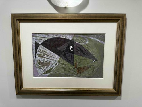 Abstract Fish Print in Framed Mat