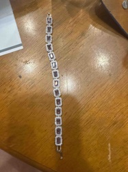 Gemstone and Diamond/Simulant Halo Link Bracelet