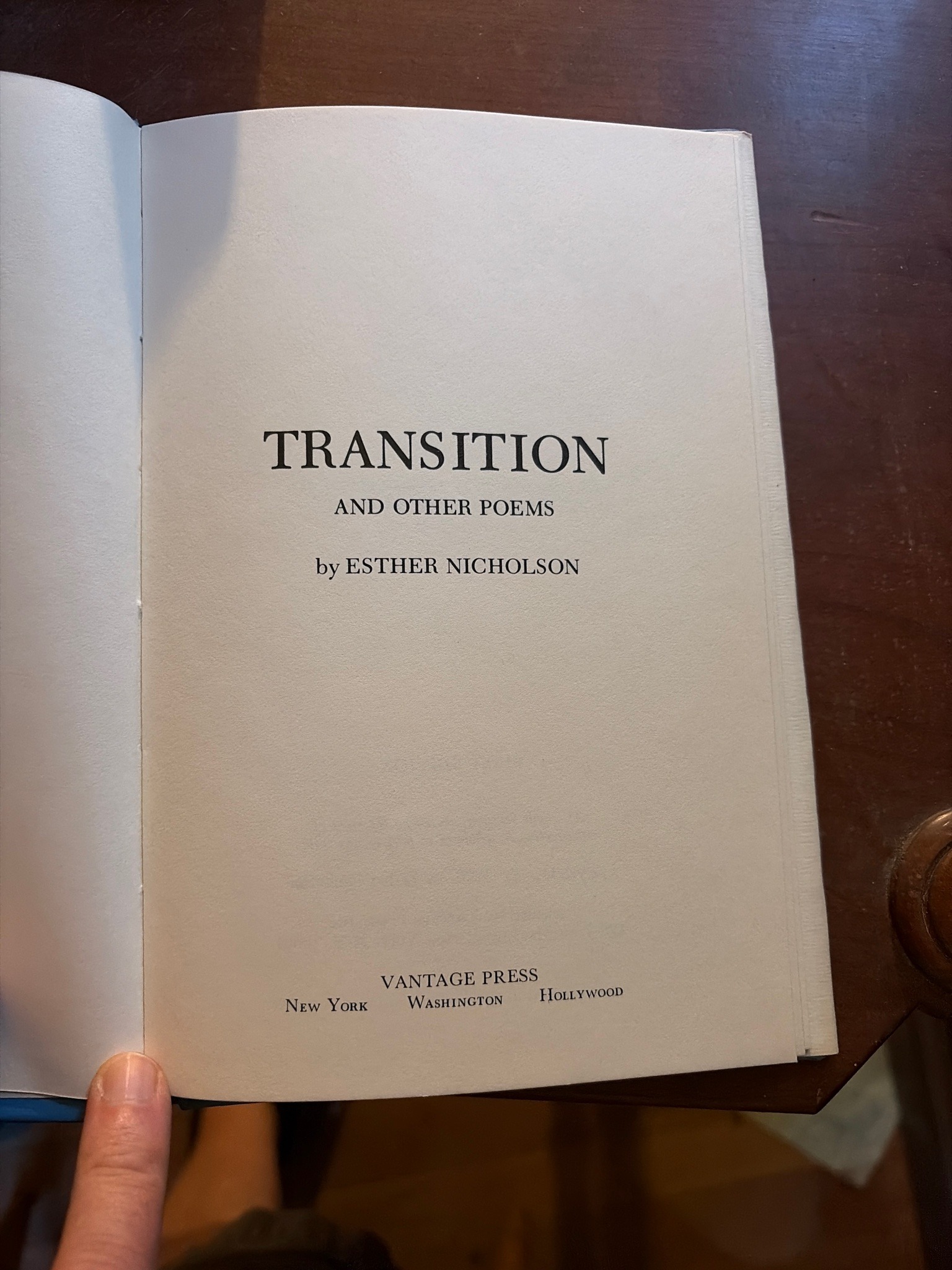 Submitted photo of Transition and Other Poems by Esther Nicholson (unauthenticated)