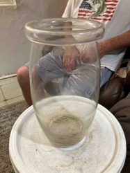 Large Clear Glass Jar / Vase with Rolled Rim