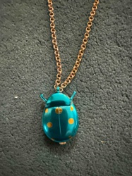 Teal Beetle Pendant Necklace