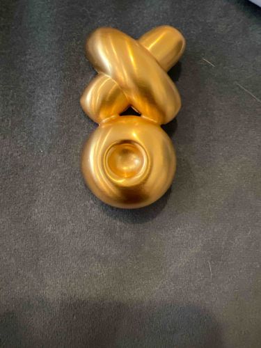 Vintage Gold-Tone Abstract X and O Sculptural Brooch