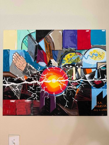 Modern Abstract Acrylic Painting by Romcar Alqueza