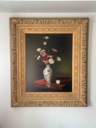 Still Life Painting with Flowers and Vase