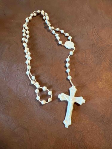 White Plastic Rosary Beads