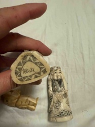 Assorted Carved Figurine Lot with Inscribed Base
