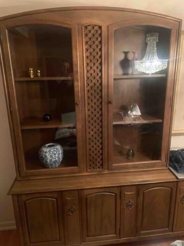 Traditional Wooden China Cabinet with Display Hutch