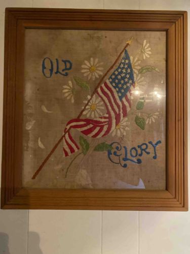 Embroidered 'Old Glory' American Flag Textile Art