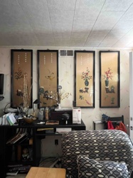 Set of Four Framed Asian Scroll-Style Art Panels