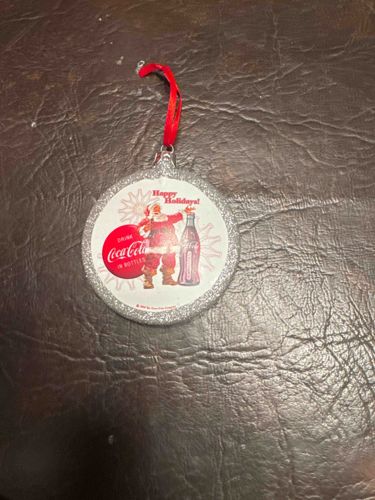 Coca-Cola 'Happy Holidays' Santa and Bottle Christmas Ornament
