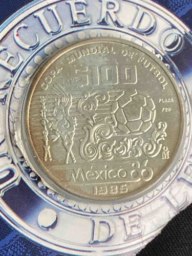 Mexico 1985 FIFA World Cup 100 Pesos Silver Commemorative Coin