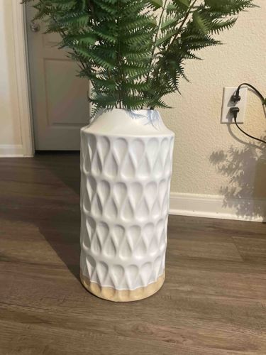 Modern White Textured Ceramic Cylinder Vase