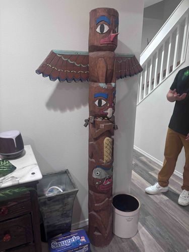 Carved Wooden Totem Pole (Decorative)