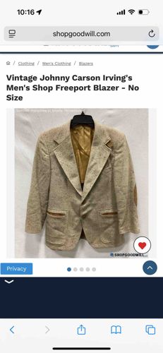 Vintage Johnny Carson Irving's Men's Shop Freeport Blazer