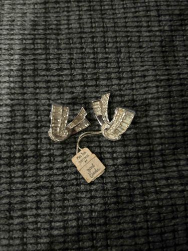 Vintage Rhinestone Brooches/Dress Clips with Original Tag