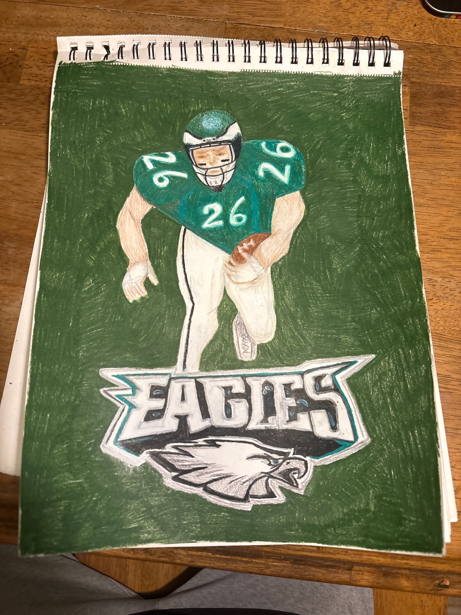 Submitted photo of Colored pencil drawing of a football player