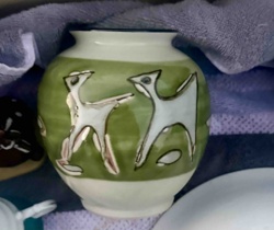 Art Pottery Vase with Stylized Figures
