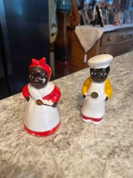 Vintage Figural African American Chef and 'Mammy' Salt and Pepper Shakers