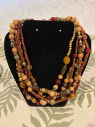 Multi-Strand Earth Tone Beaded Statement Necklace