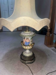 Vintage Urn-Form Table Lamp with Hand-Painted Classical Figures