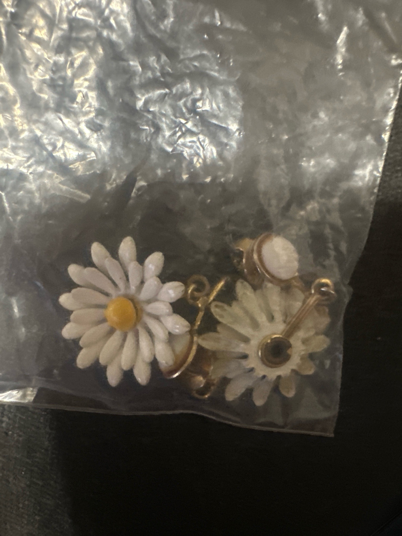 Submitted photo of Enamel daisy clip-on earrings