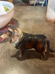 Ceramic Collie Dog Figural Bank