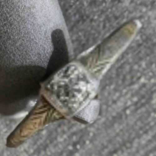 Antiqued Gold Ring with Decorated Bezel