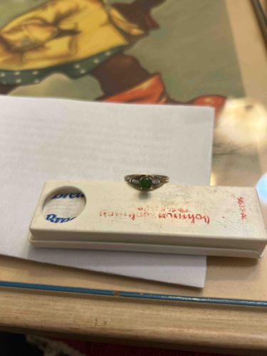 Vintage Filigree Ring with Green Stone