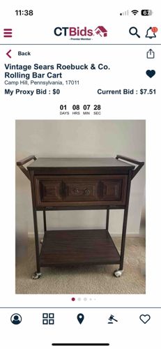 Vintage Sears Roebuck & Co. Rolling Bar Cart