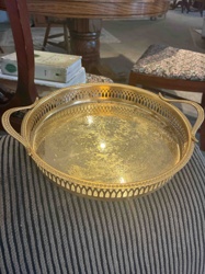 Scandia Guild Gold-Tone Tray with Handles
