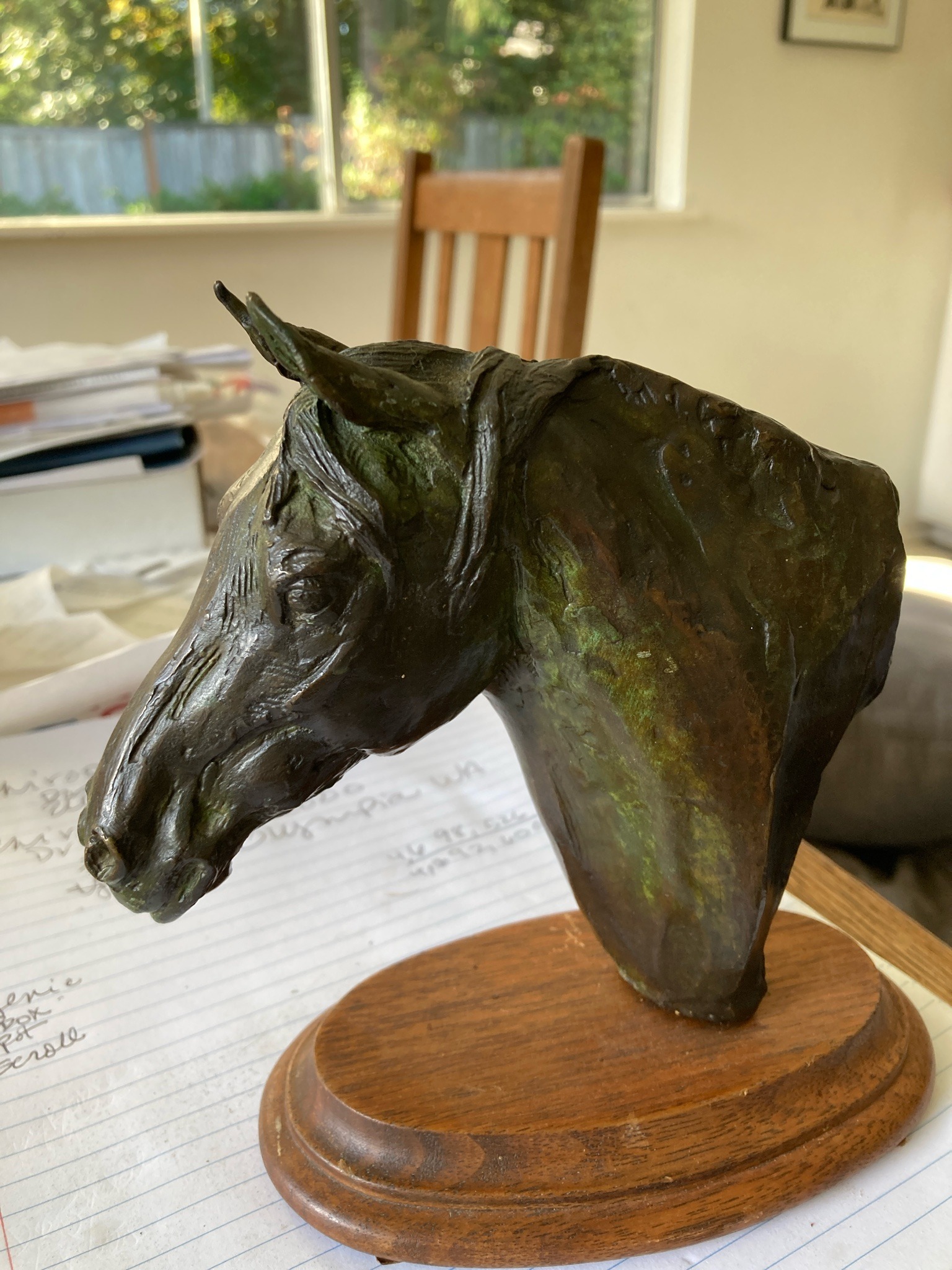 Submitted photo of Bronze horse head sculpture