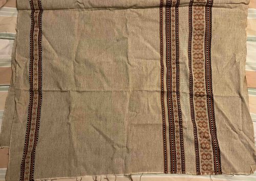 Pakistani/Indian Hand-Loomed Textile with Geometric Bands