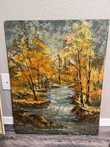 Autumn River Landscape Oil Painting by Suresh